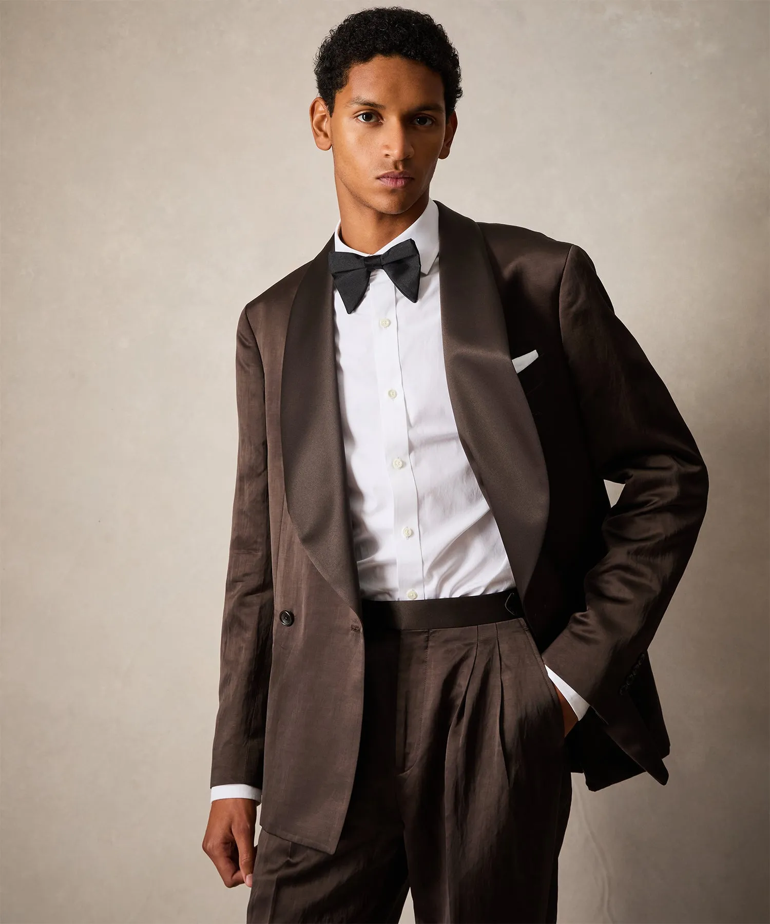 Italian Double Breasted Shawl Tuxedo in Brown