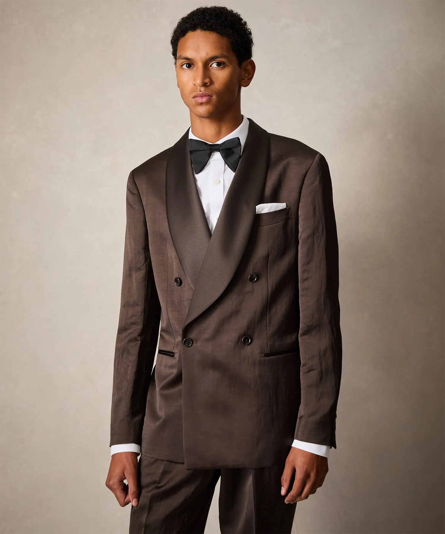 Italian Double Breasted Shawl Tuxedo in Brown