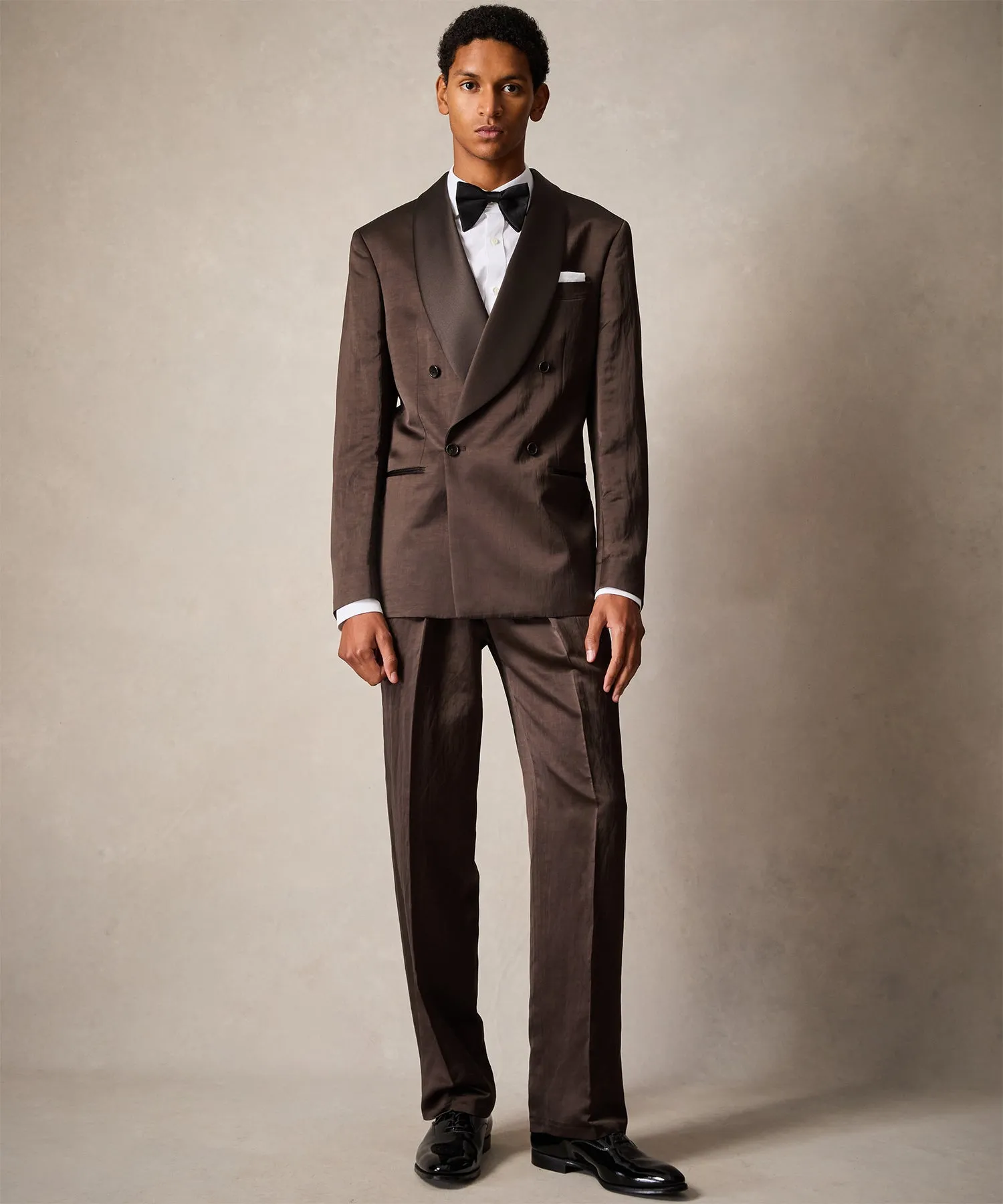 Italian Double Breasted Shawl Tuxedo in Brown