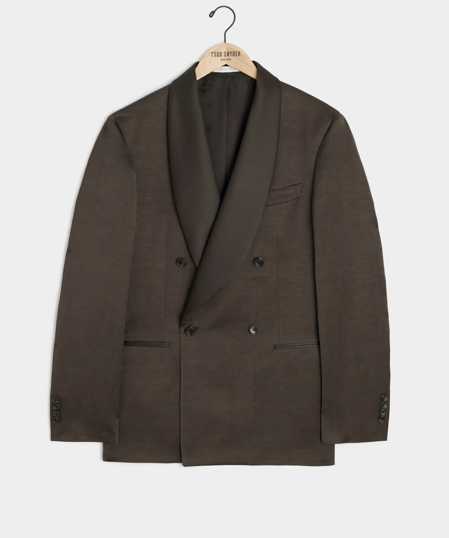 Italian Double Breasted Shawl Tuxedo Jacket in Brown