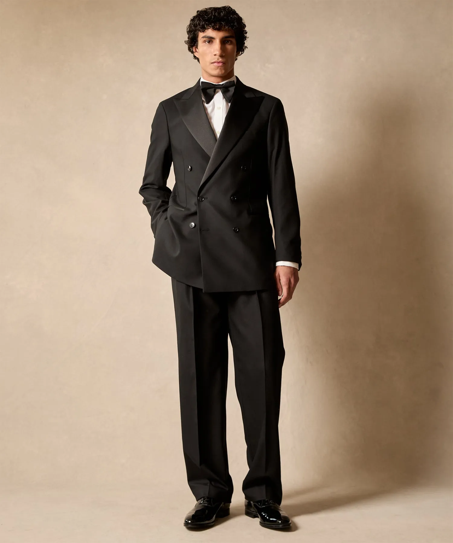 Italian Double-Breasted Tuxedo Jacket in Black