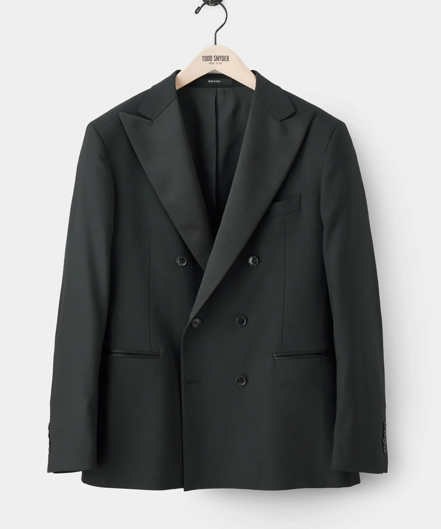 Italian Double-Breasted Tuxedo Jacket in Black