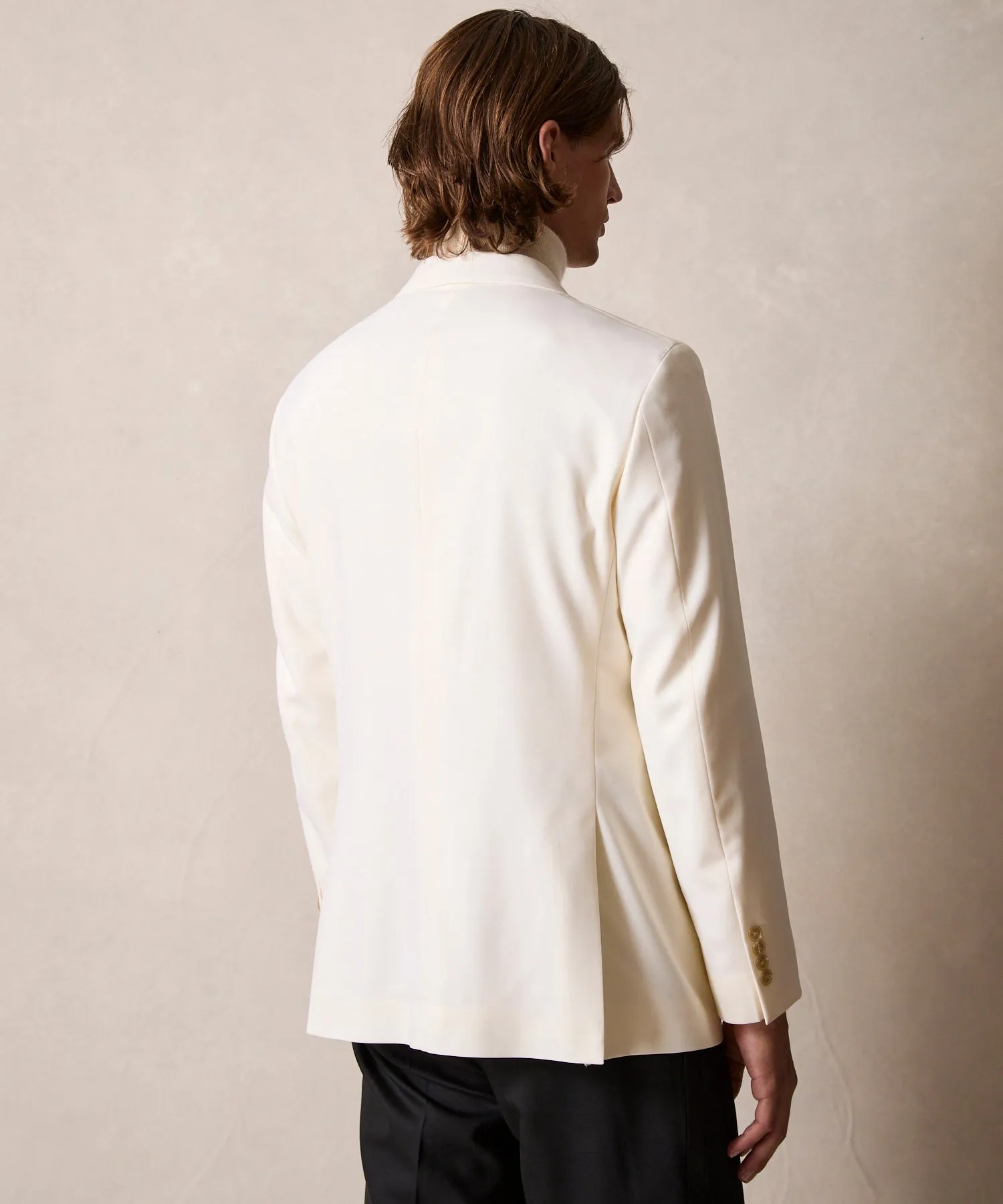 Italian Double-Breasted Tuxedo Jacket in Ivory