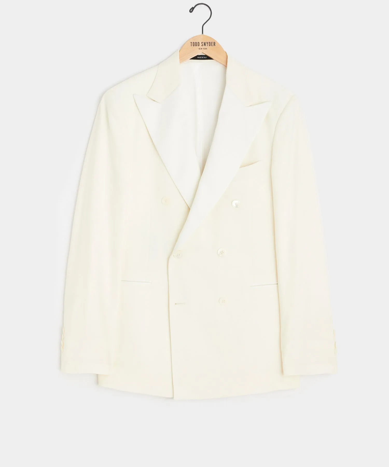 Italian Double-Breasted Tuxedo Jacket in Ivory