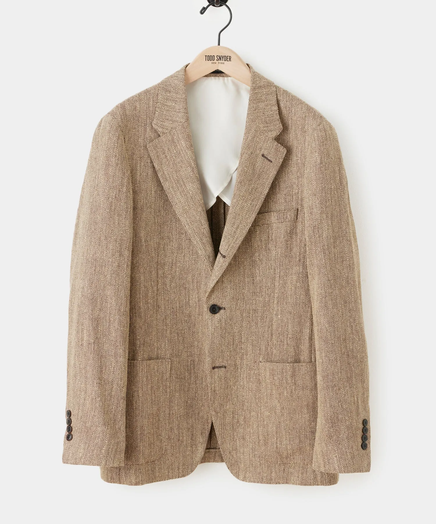 Italian Linen Silk Madison Jacket in Light Brown