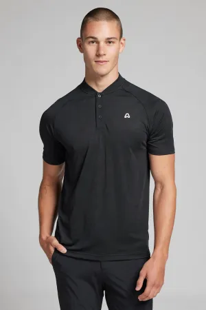 Jacquard Camo Grandad Polo - Putter Black