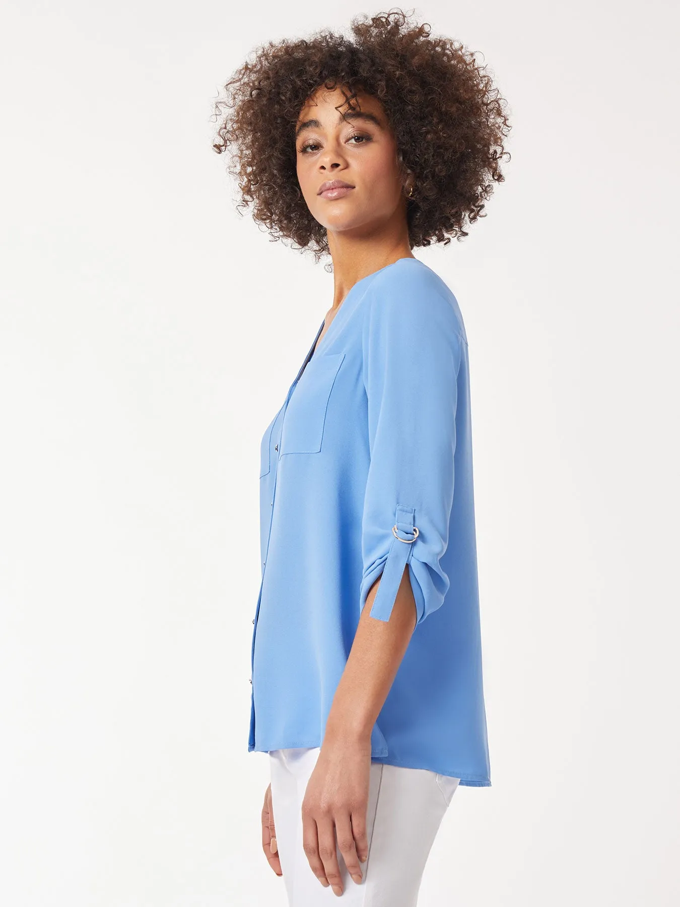 Jasper Crepe Collarless Tunic