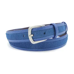 Jett' Electric Blue Narrow Pony/Leather Mix Belt