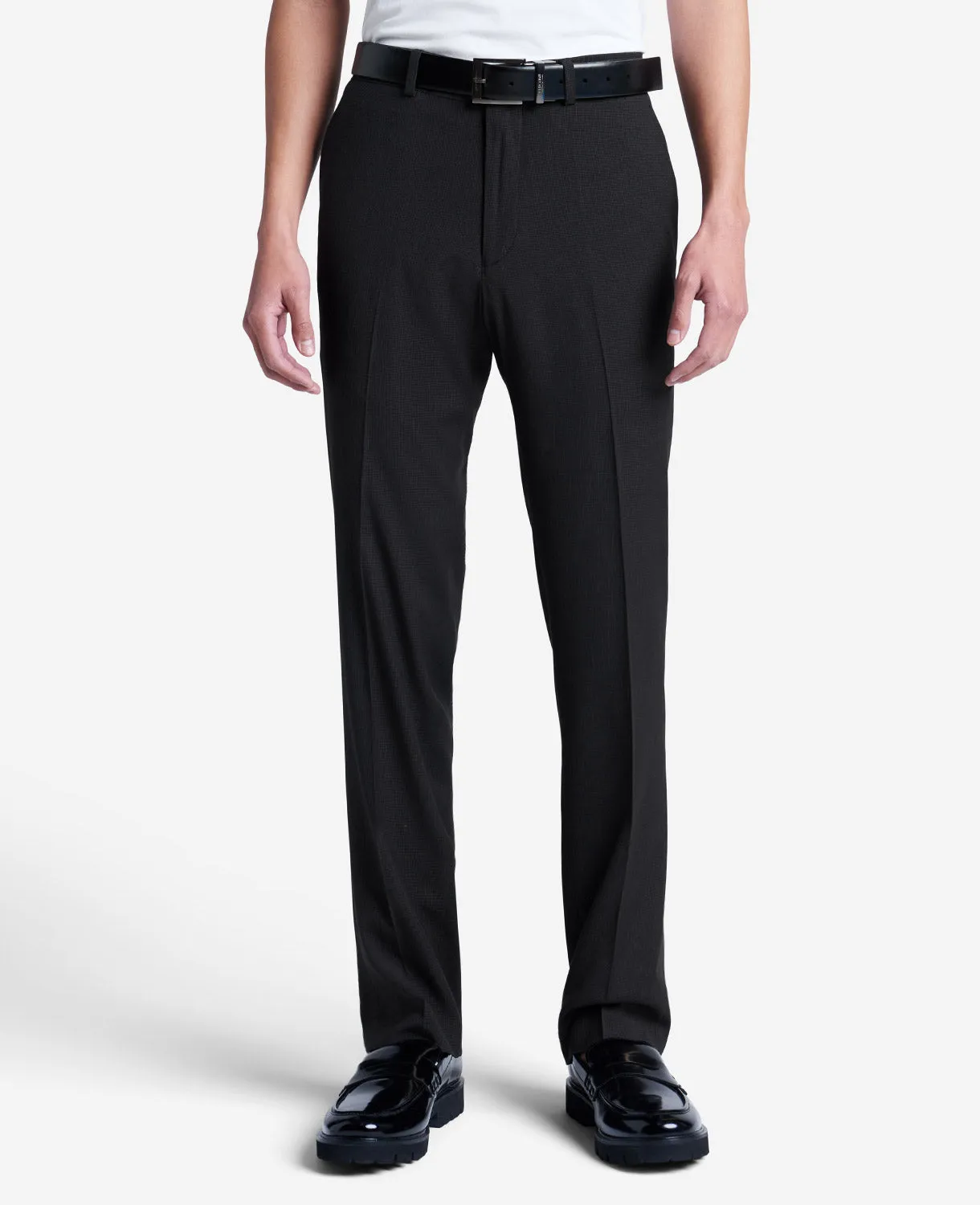 Kenneth Cole Reaction Stretch Mini Grid Slim-Fit TECHNI-COLE Dress Pant