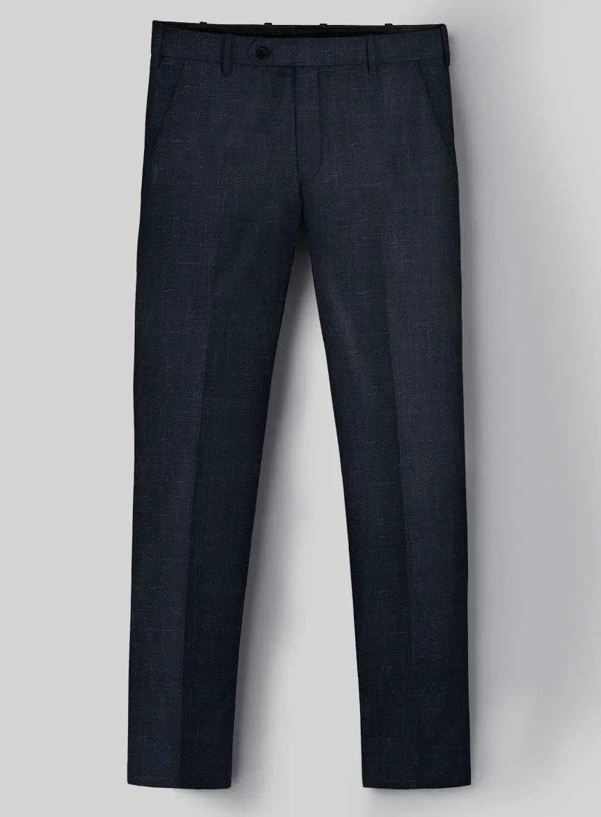 London Loom Blue Twill Wool Silk Linen Pants