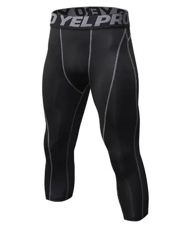 Men's 3/4 Compression Sports Leggings - Flexible Running Tights