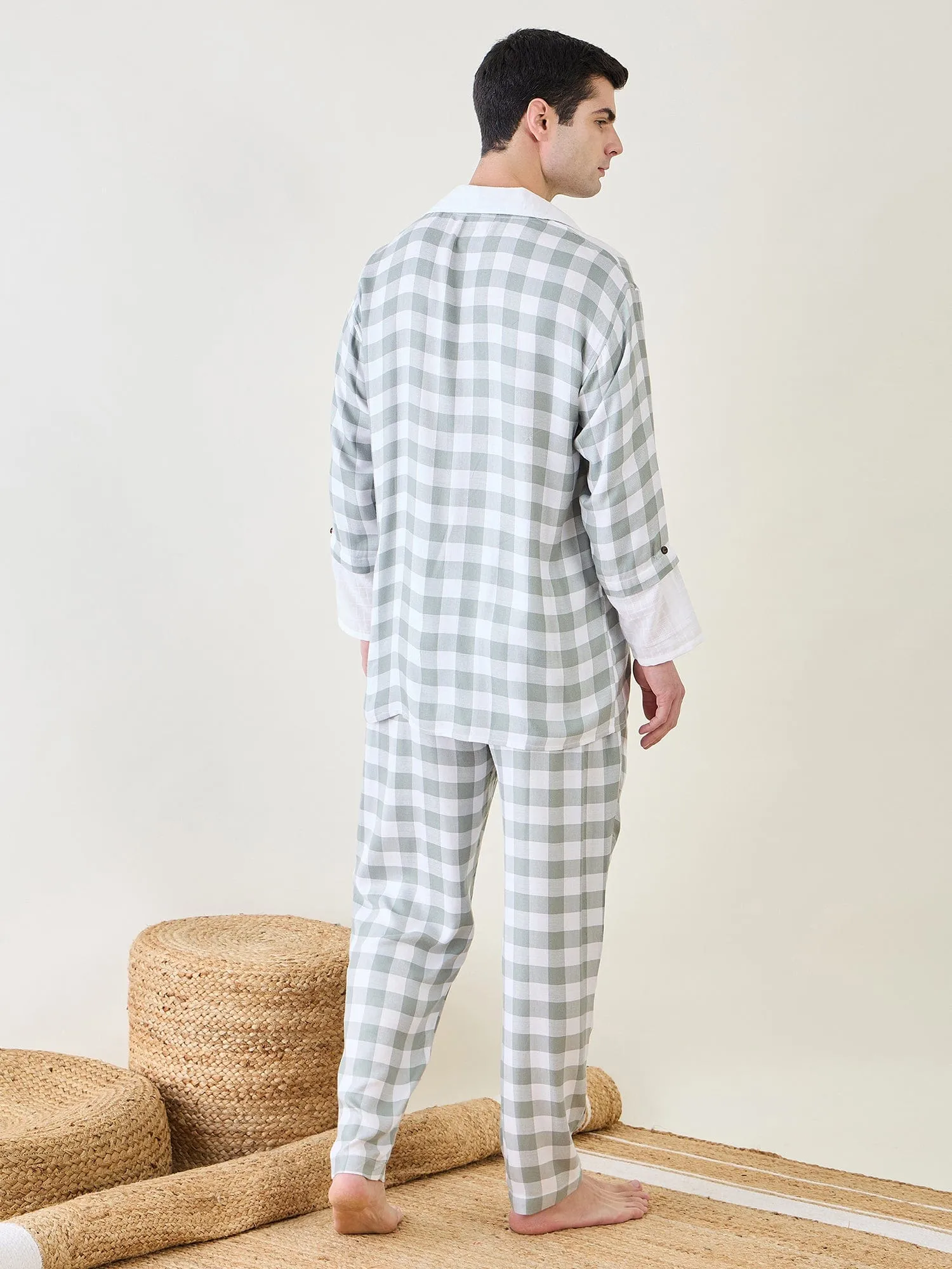 Mens Sage Checks Co-ord Set