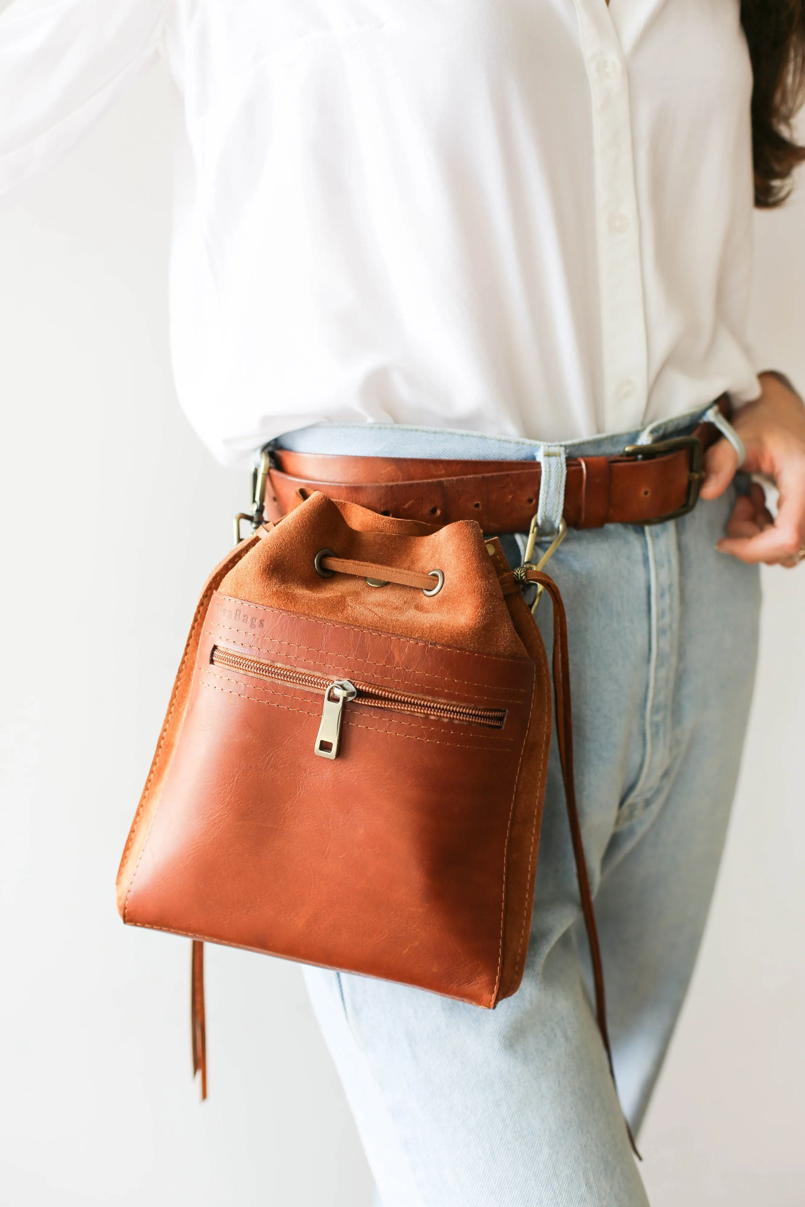 Mini Brown Suede Bag - Leather Cross Body Purse