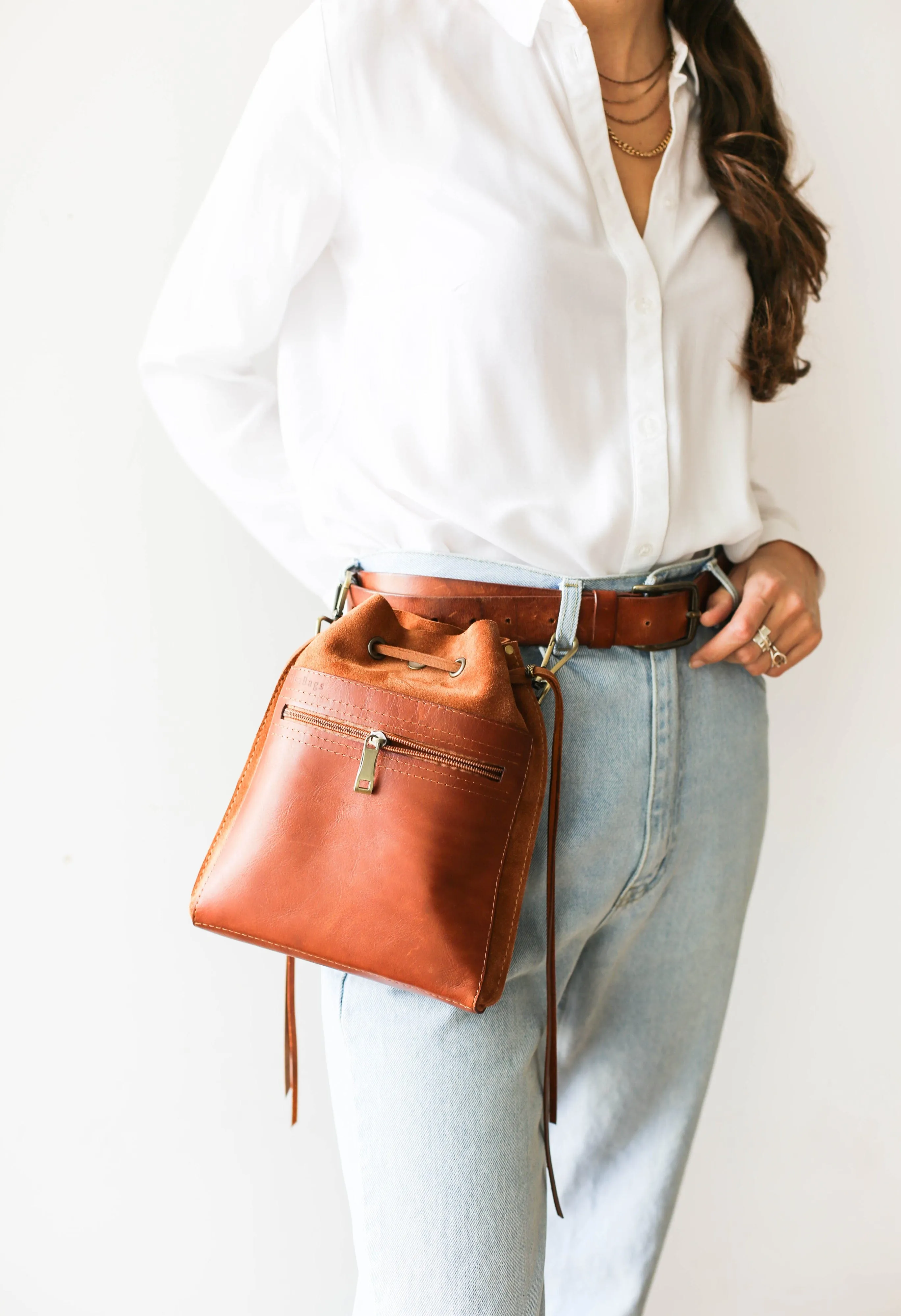 Mini Brown Suede Bag - Leather Cross Body Purse