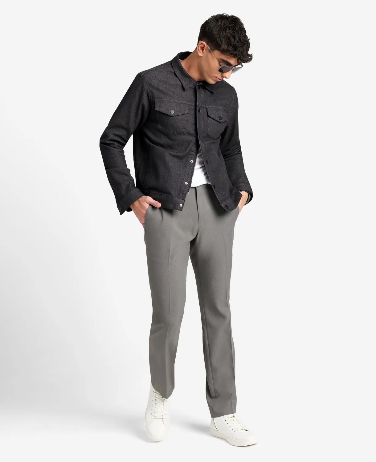 Modern-Fit Micro Check Stretch Trouser