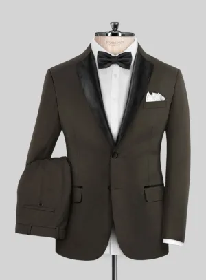 Napolean Stretch Dark Brown Wool Tuxedo Suit