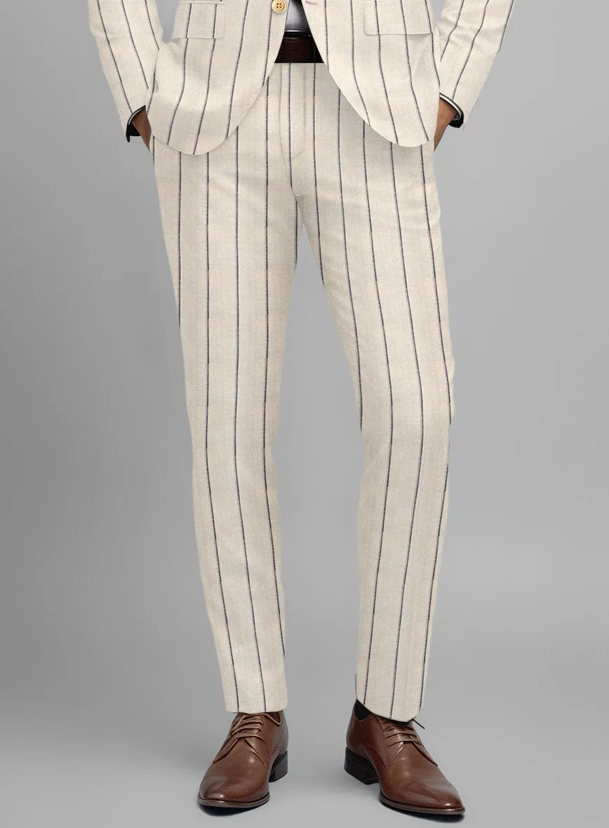 Noble Rosaria Cream Stripe Cotton Silk Linen Pants