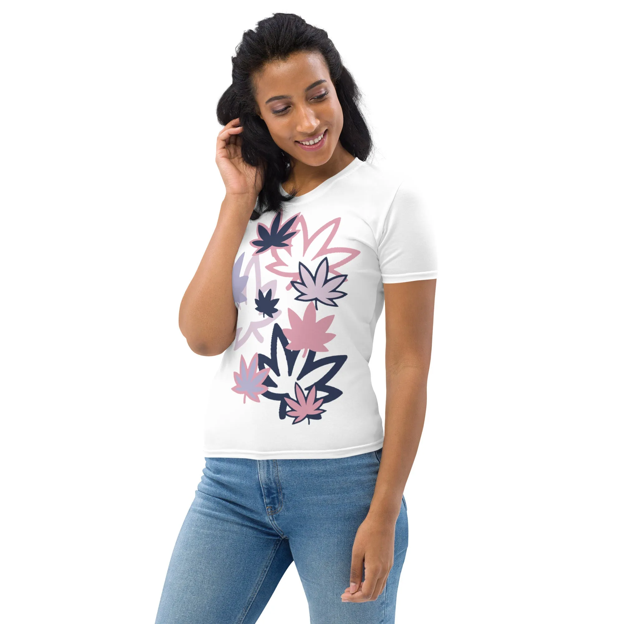 Pink, navy, lavender leaf Women's T-shirt