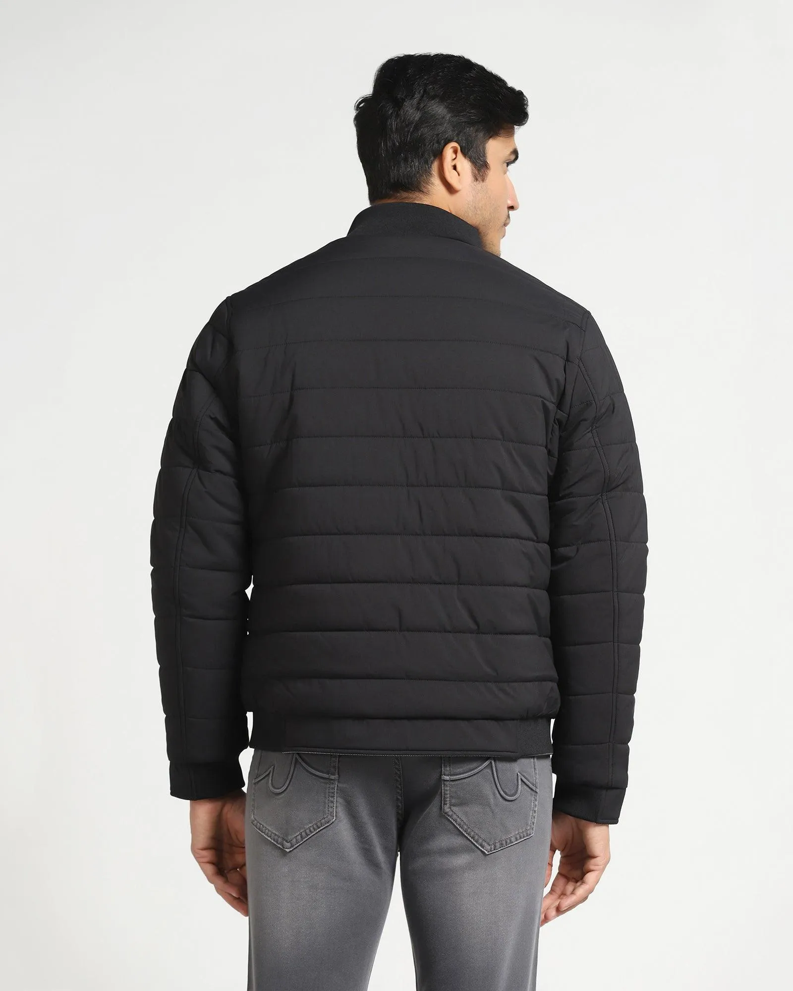 Reversible Black Solid  Zipper Jacket - Vietro