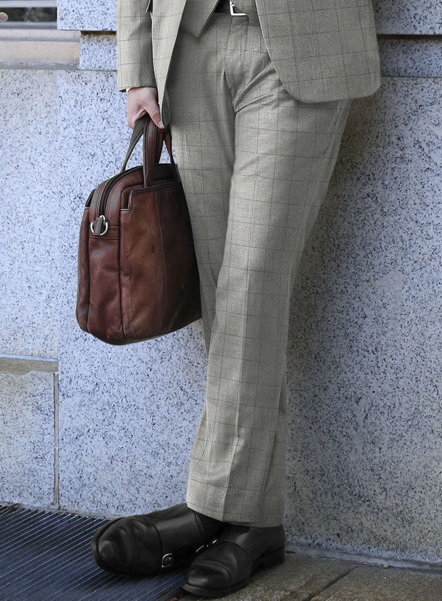 Scabal Londoner Windowpane Light Gray Wool Pants