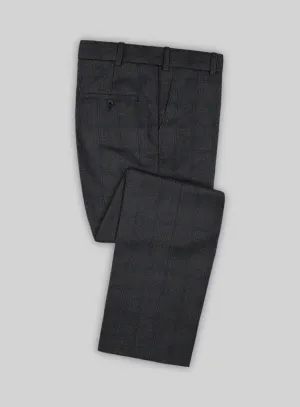 Scabal Tornado Windowpane Dark Gray Wool Pants