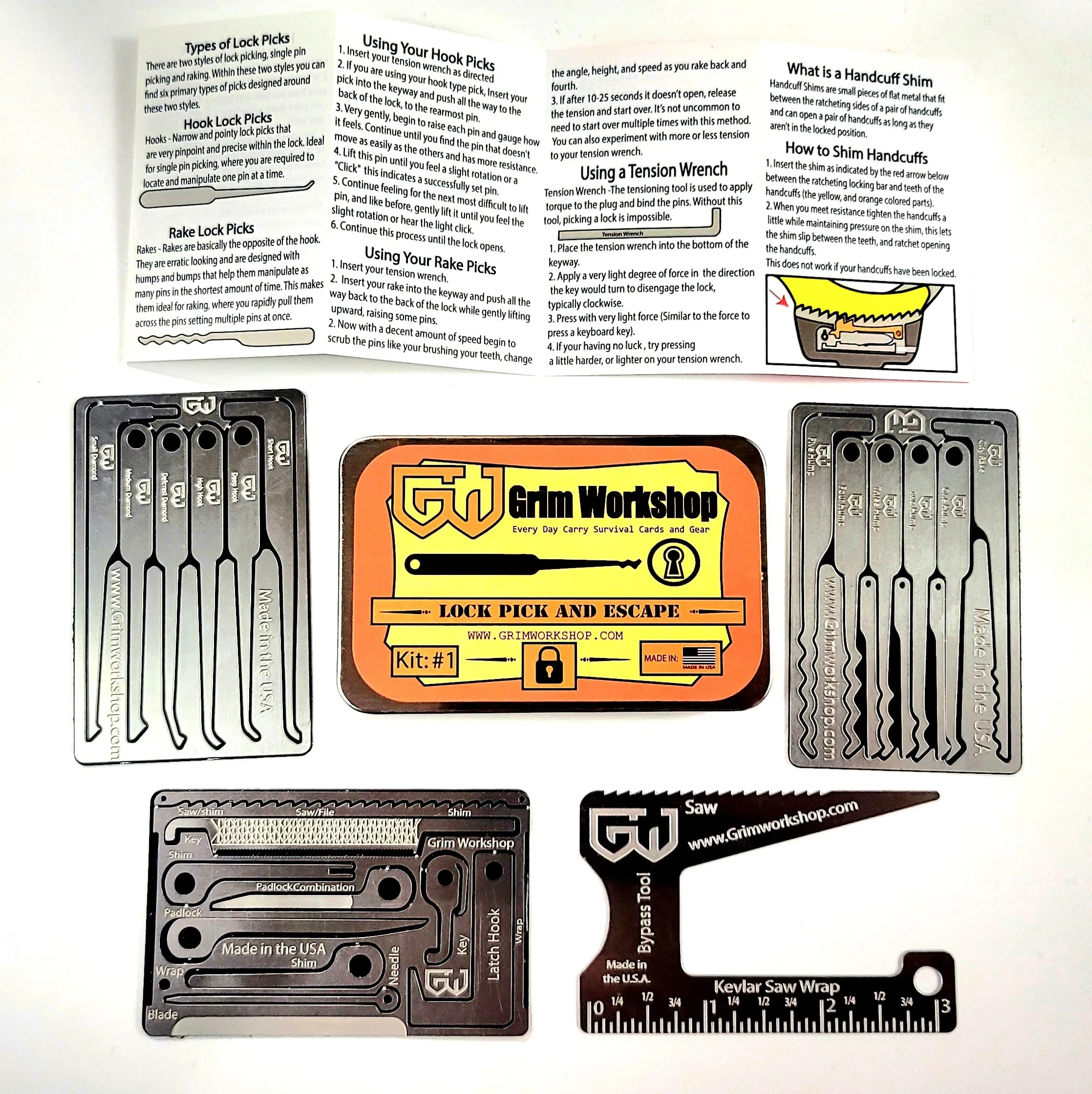 SERE Kit Lock Pick and Escape Kit: Urban Survival Cards