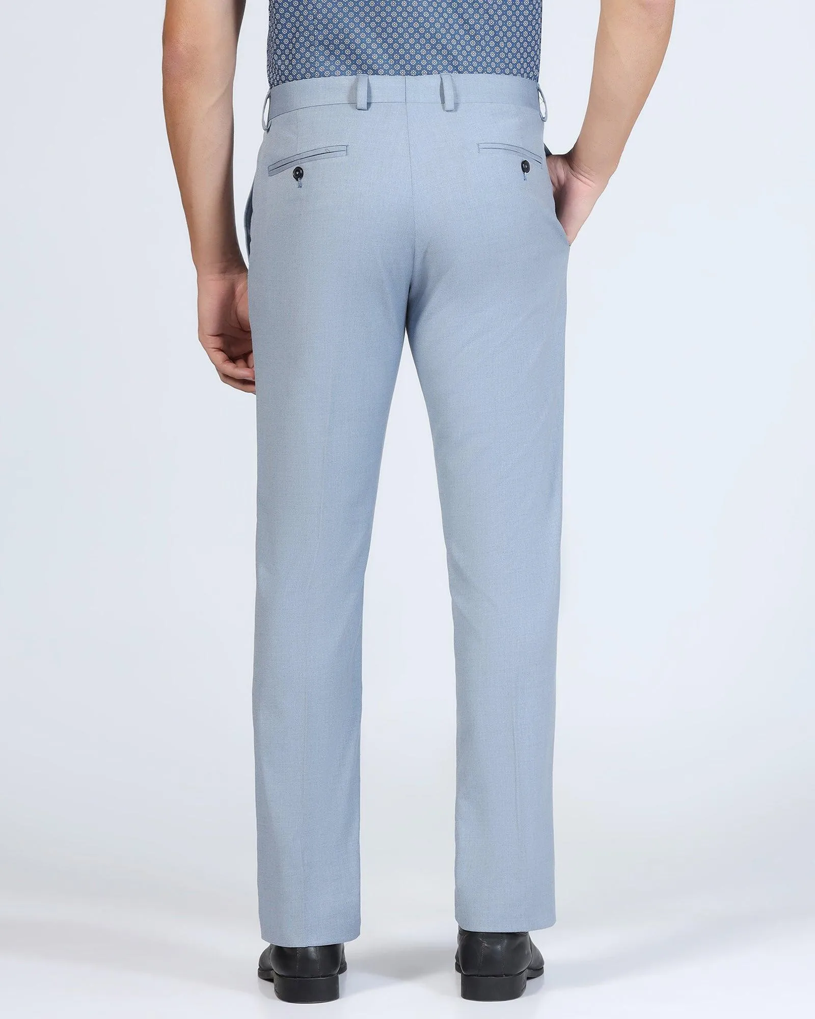 Slim Comfort B-95 Formal Light Blue Solid Trouser - Eldorado