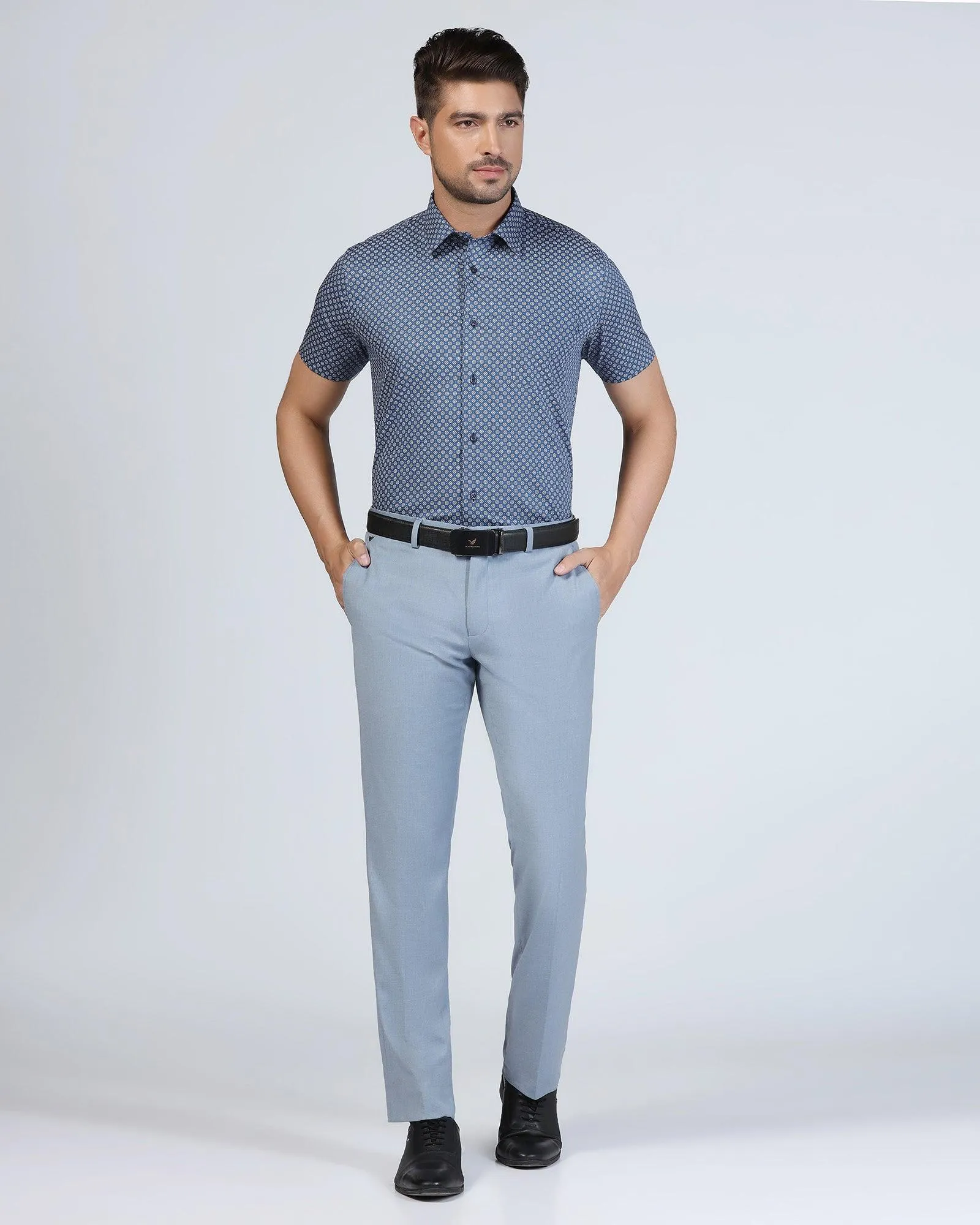 Slim Comfort B-95 Formal Light Blue Solid Trouser - Eldorado