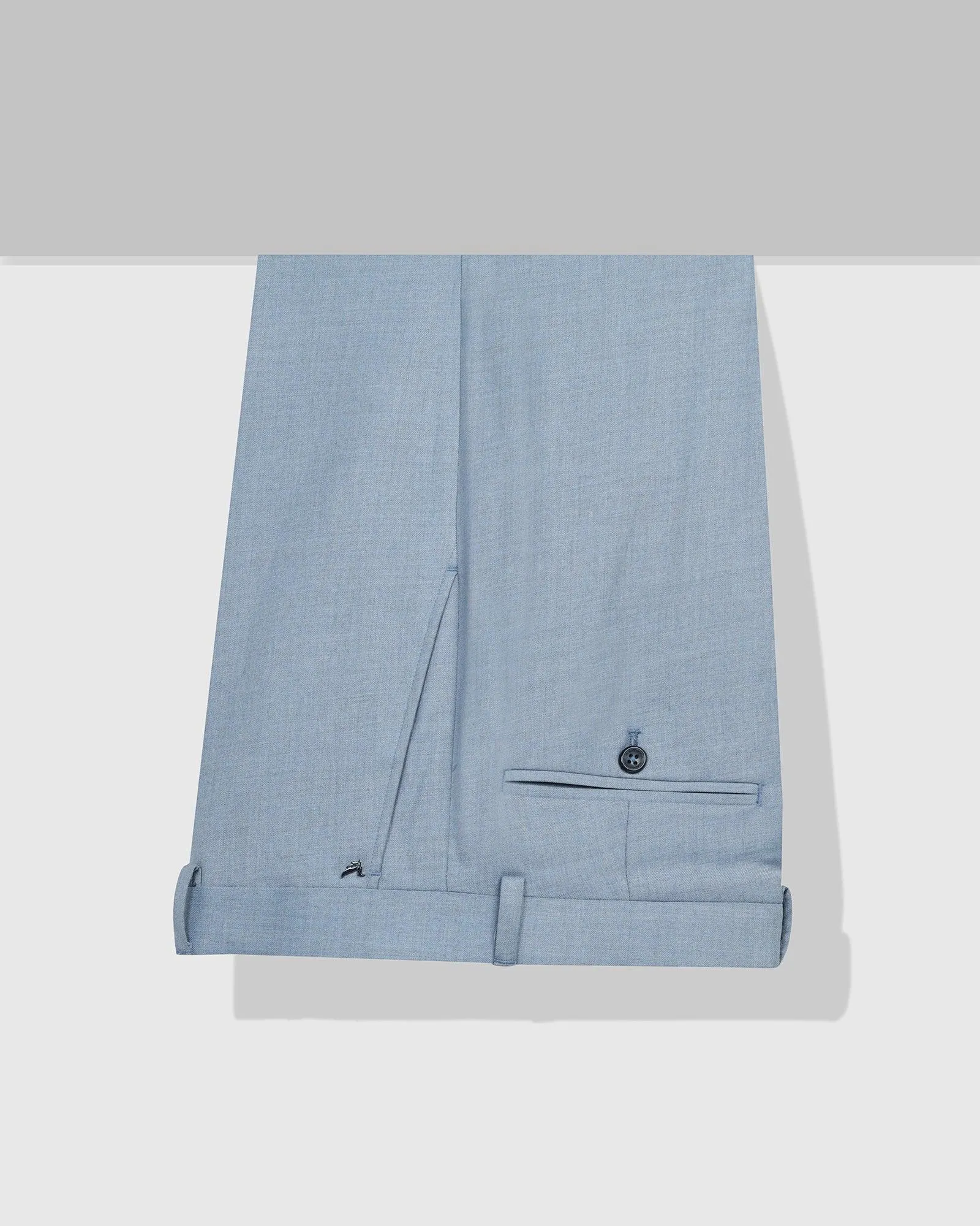 Slim Comfort B-95 Formal Light Blue Solid Trouser - Eldorado