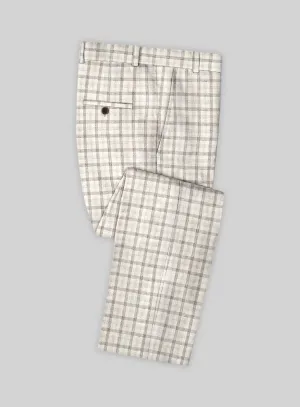 Solbiati Beige Checks Linen Pants