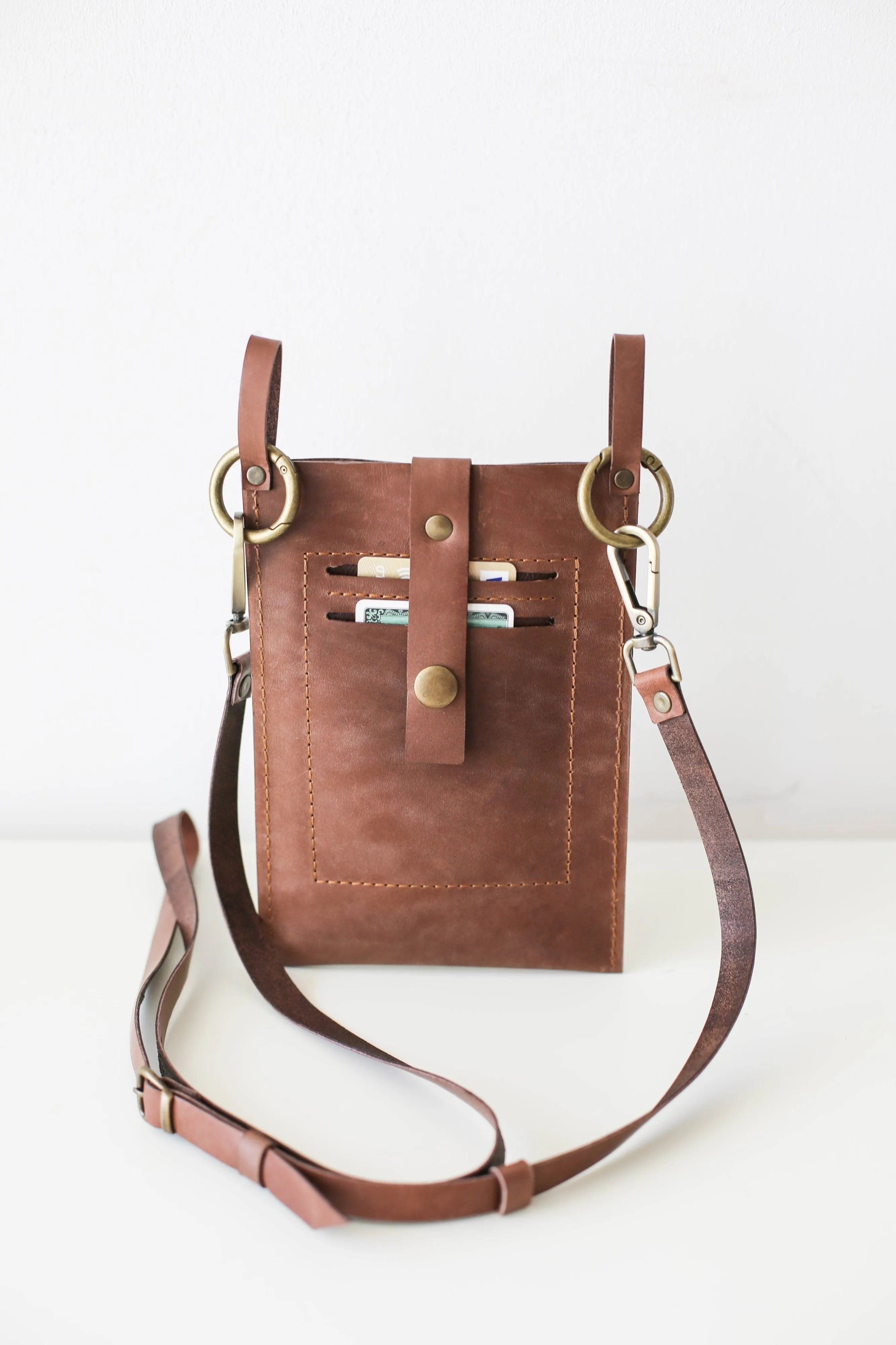 Taupe Leather Phone Bag