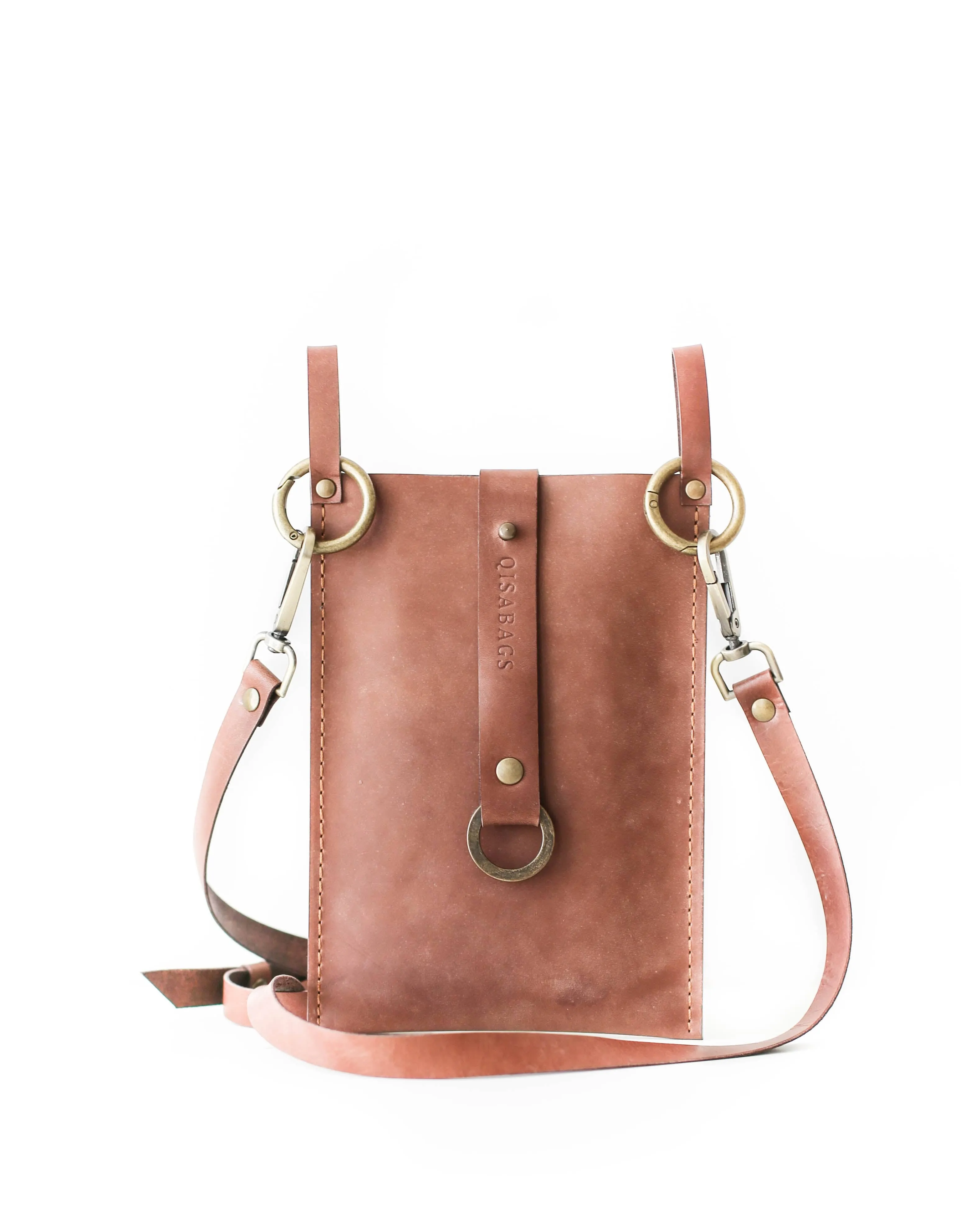 Taupe Leather Phone Bag