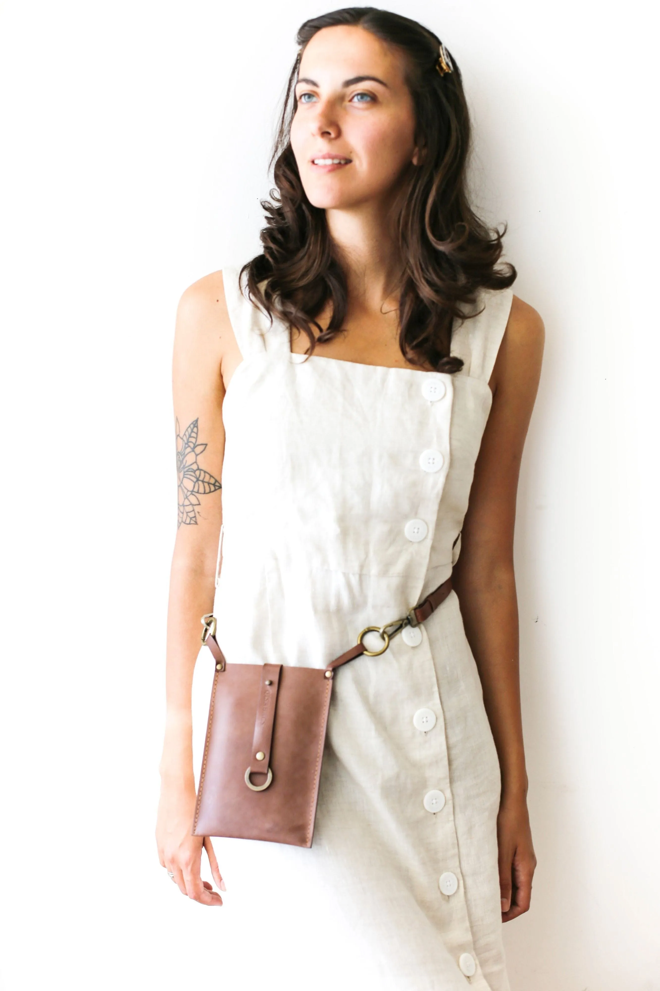 Taupe Leather Phone Bag