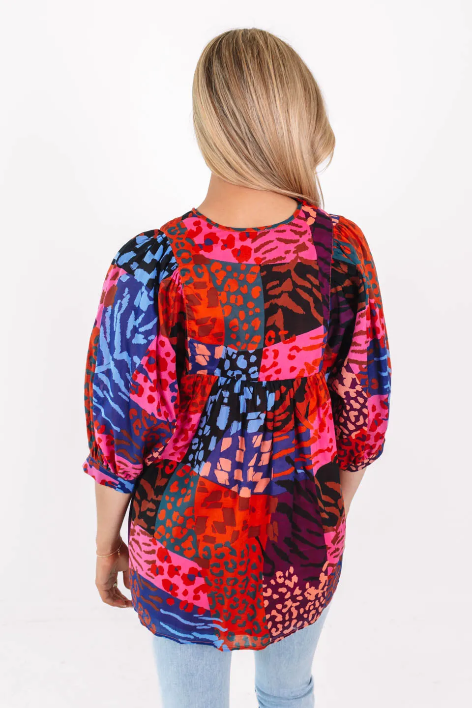 The Jade Puff Sleeve Tunic - Multi