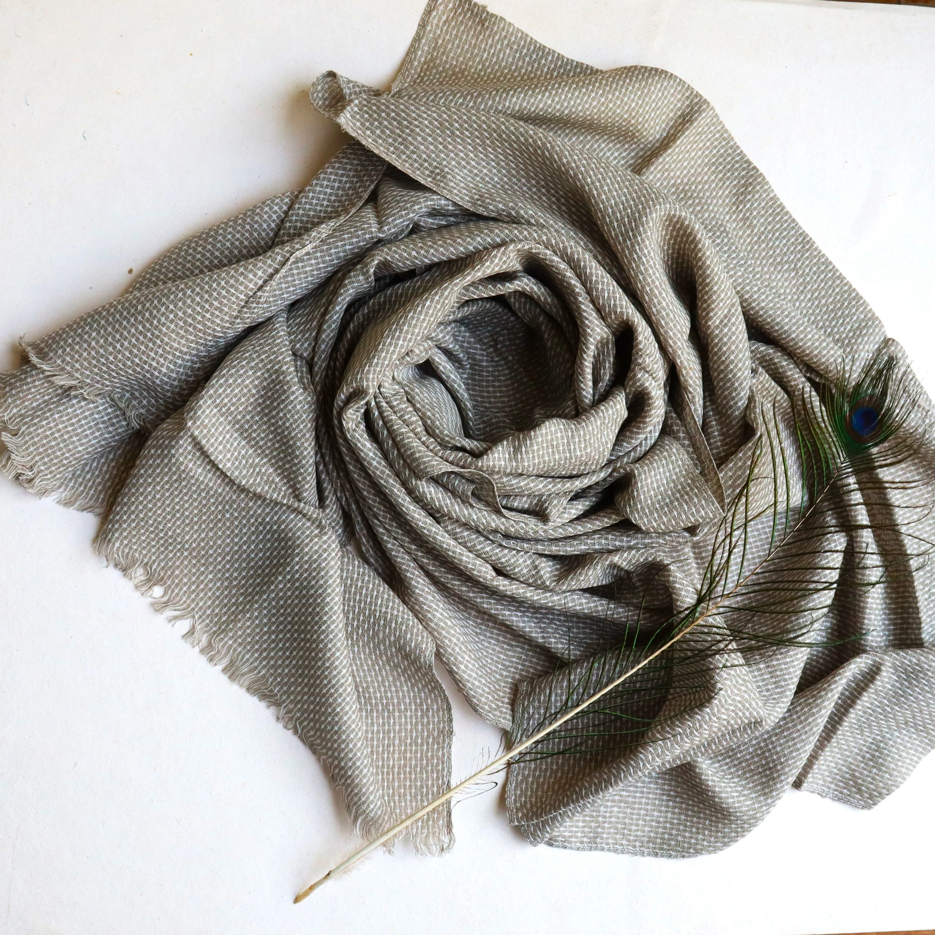 Unisex Earthy Grey Linen Stole