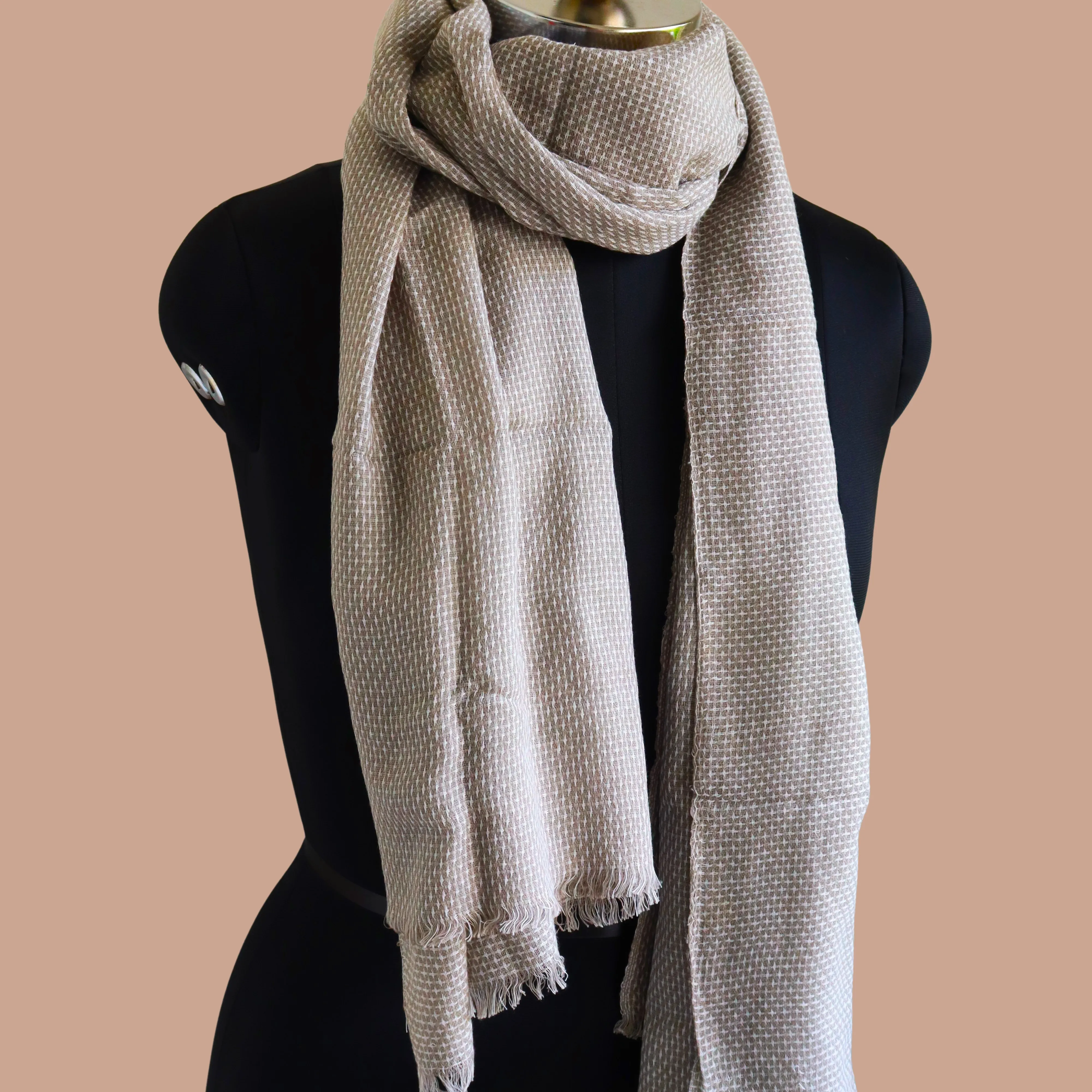 Unisex Earthy Grey Linen Stole