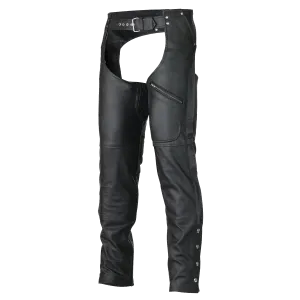 VL804S Zip-Out Insulated Pant Style Zipper Pocket Leather Chaps