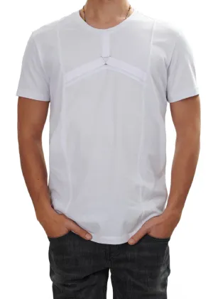 White Front Panel Buckle Tee