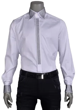 White Panel Rhinestone Shirt