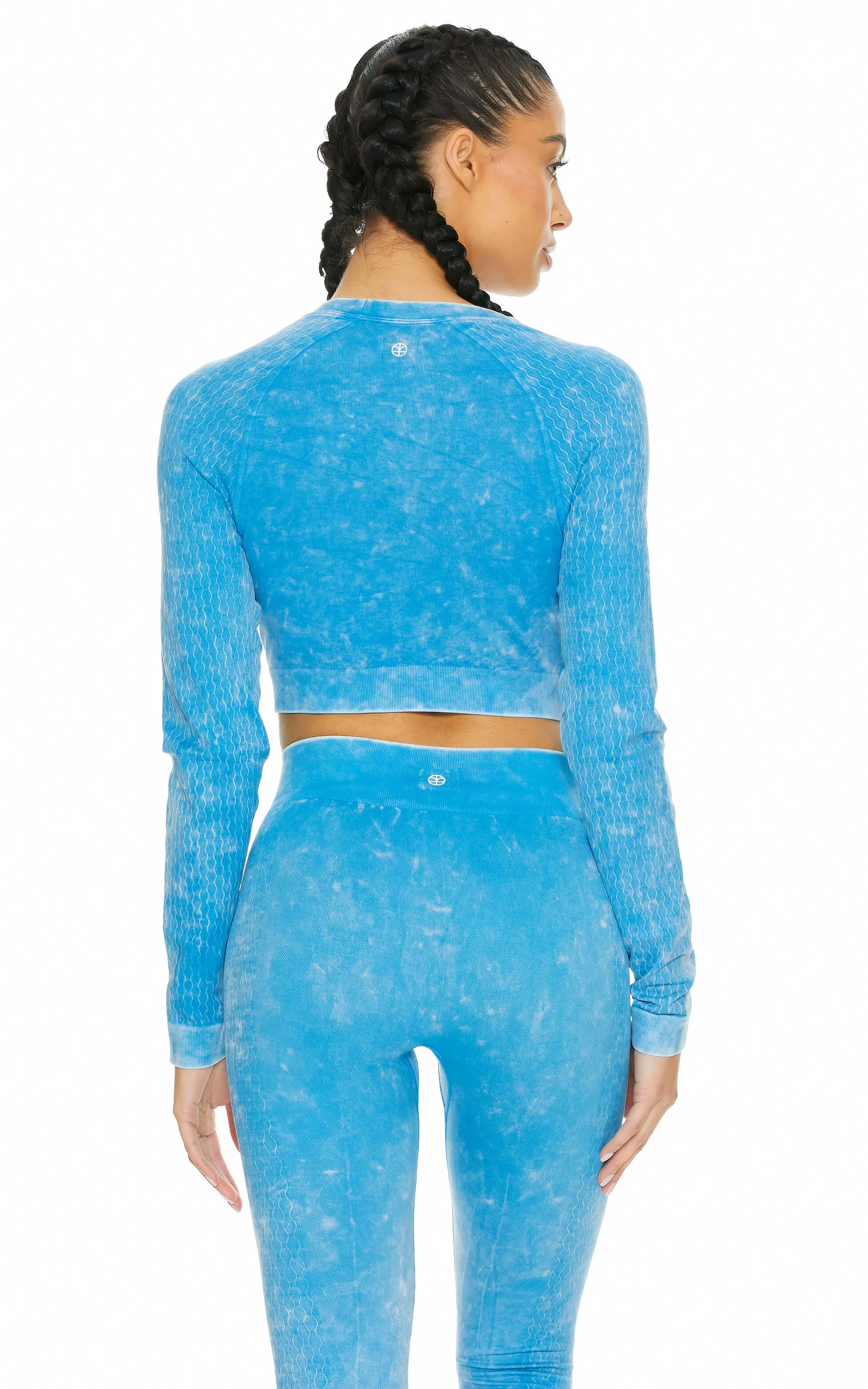 Work It Out Seamless LS Crop Top | Powerwash Hi-Litr Blue